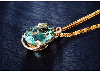 Didelis ovalo formos, smaragdas brangakmenių, deimantų karoliai Pakabukas moterų green crystal 18k aukso tonas choker grandinės juvelyrikos bijoux derliaus