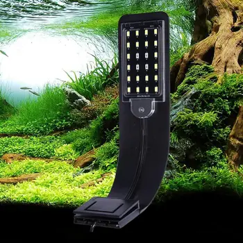 Didelės galios Vandens Žolės Apšvietimo 24 LED Klipą Apkabos, Lempa Mažų Akvariumų Žuvų Bakas 220V 10W