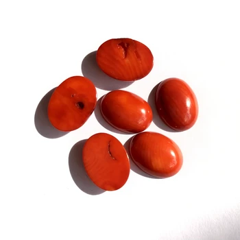 Didmeninė Gamtinių Oranžinės, Raudonos, Koralų Karoliukų Cabochon Papuošalai Žiedas Veido 3pcs/daug 12x16mm Ovalo formos Perlas akmens Karoliukai Cabochons