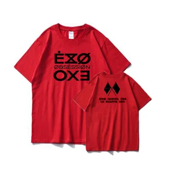 EXO Manija Vėliavos T-Shirt moterims, vyrams, atsitiktinis kpop EXO Bėdą t Shirt Baby Esate EXO T-shirts harajuku korėjos t-shirts