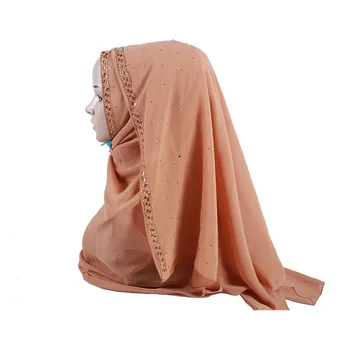 Gamykloje Angos Šifono Skara Blizgučiai Kalnų Krištolas Lady Musulmonų Turbaną Hijabs Su China Dot Kalnų Krištolas Mirguliavimas Ilgai Islamas Skara