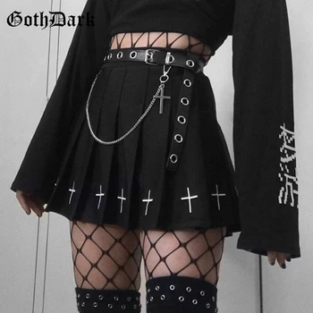 Goth Tamsiai Vintage Streetwear Gothic Punk Moterų Skrits Harajuju Plisuotos Egirl Emo Y2K Sijonas 2020 Estetinės Prašmatnus Hip-Hop Grunge
