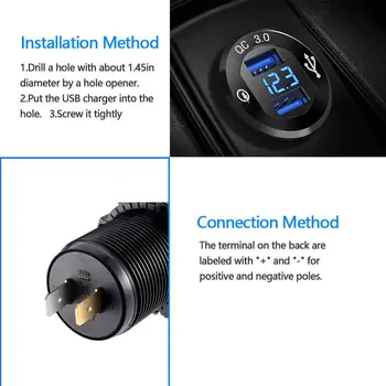 Greitai Įkrauti 3.0 Dvigubas USB Automobilinis Įkroviklis Su LED Ekranas, Mobilųjį Telefoną, Automobilį, Įkroviklio Lizdas 