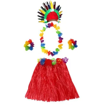 Havajų Lei Hula Girliandą Vainikas Karoliai, Apyrankės Žolės Sijonas Skrybėlę Nustatyti Moterų, Mergaičių Temą Šalis Suknelė Kalėdų Dekoro