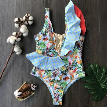 Imayio Pynimas maudymosi kostiumėlį vienas gabalas atogrąžų spausdinti vientisi maudymosi kostiumėliai moterims vasaros paplūdimio