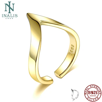 INALIS Autentiški 925 Sterling Silver Wave Geometrinis Atidarykite Reguliuojamas Žiedai Moterims, Vestuvių, Sužadėtuvių Fine Jewelry Naują Atvykimo
