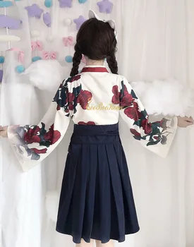 Japonų Kimono kimono jiu jitsu Žaidimo/anime Cosplay Kostiumas Mergaitėms kukurūzų aguonos Gėlių Sijonas Kimono Moterų Sijonas Suaugusiųjų Suknelė
