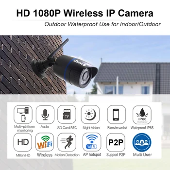 JIENUO IP Kamera, Wifi 1080P HD Vaizdo Apsaugos Stebėjimo Lauko Vandeniui Audio Cam NightVision Infraraudonųjų spindulių Belaidžio Namų Kamera