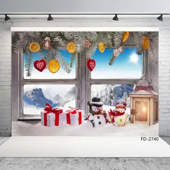 Kalėdų Senį Lemputė Dovanų Lango Dekoracijos Fotografijos Fone Vinilo Audinio Fone Vaikams Baby Shower Photoshoot Rekvizitai