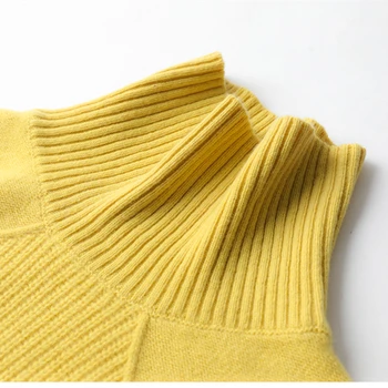 Kašmyro megztinis moterų golfo megztinis grynos spalvos megztas megztinis golfo grynas vilna prarasti didelio dydžio džemperis moterims