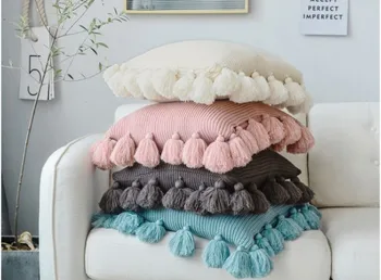 Kietosios spalvos suzuo krašto megzti pagalvę Šiaurės ins stiliaus pagalvę kūrybos namų sofos, dekoratyvinės pagalvėlės