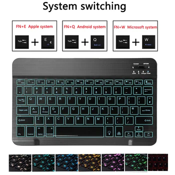 Klaviatūra su foniniu apšvietimu, Skirtą Huawei MediaPad T5 10 10.1 Klaviatūra AGS2-W09 AGS2-L09 AGS2-L03 