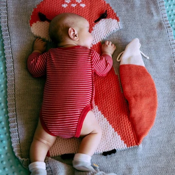 Kūdikių Antklodės Rudenį Kūdikių Bamblys FOX Patalynė Naujagimiams Megzti Nuskaitymo Antklodė Baby Lova Naujagimių Wrap Antklodė Wrap Minkštos Antklodės