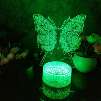 Led 3D Naktį Šviesos Drugelis naktinė lempa Vaiko Miegamasis Dekoro Stalo Lempos 16 Spalvos su nuotolinio
