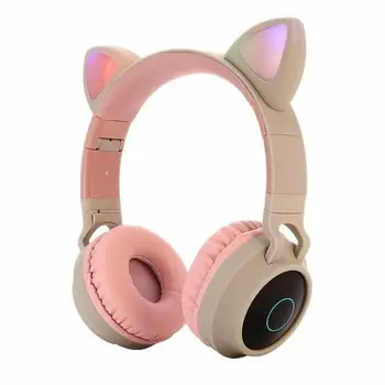 LED Belaidės Ausinės Bluetooth 5.0 Stereo Kačių Ausų Ausines Vaikų Žaidimų Mirksi Žėrintis Su Mikrofonu Kalėdų Dovanos