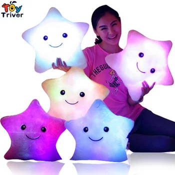 LED light-up žaislai, Šviečiantys Penkių Žvaigždučių Švyti šviesos Pagalvę Pliušinis Įdaryti Lėlės Šalis Gimtadienio kūdikiams, vaikams, Dovana, Namų Gyvenimo Apdaila