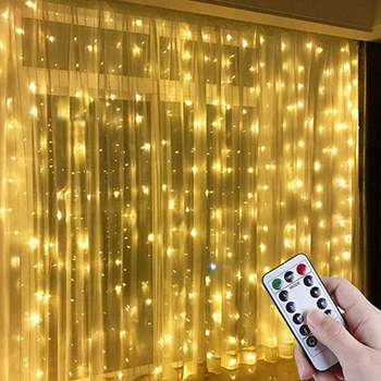 LED Užuolaidų string žibintai USB Power Nuotolinio Valdymo Užuolaidų Pasakų Žibintai Kalėdinė Girlianda LED Žibintai String Žibintai Šalies Namų