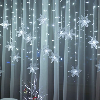 Led Varveklis String Žiburiai Kalėdų Snaigės Formos Užuolaidų Šviesos Šventė Naujų Metų Namų parduotuvė langų apdailos šviesos fėja