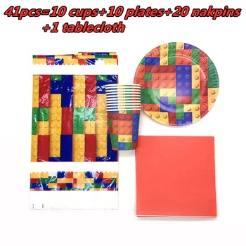 Legoing Blokai Šalis, Vienkartiniai Indai, Popieriniai Plokštės Puodeliai Vaikų Gimtadienio Baby Shower Dekoracijos Prekes