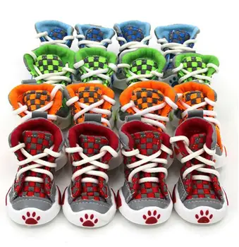 Mados 4pcs/set šunelis batai mažų šunų mažylis batai leteną stiliaus pynimo medvilnės pigūs šuo vasaros sporto batai maži augintiniai 4colors