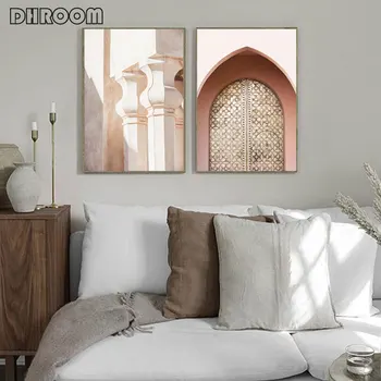 Maroko Arabų Durų Architektūros Drobės Tapybos Turizmo Šiaurės Retro Plakato Spauda Islamo Sienų Paveiksl Musulmonų Dekoras