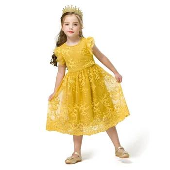 Mergaičių Suknelės 2020 M. Vasarą Naujų Vaikų Mergaičių Saldus Rankovių Gėlių Princesė Tinklelio Suknelė Vaikams Drabužių Atsitiktinis Suknelės, Šaliai