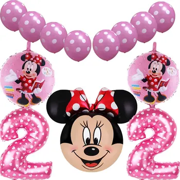 Mickey Minnie gimtadienio tema folija balionai 13pcs/set 1 iki 3 metų amžiaus, vaiko Gimtadienio Dekoracijos kolbų šalies prekių globos