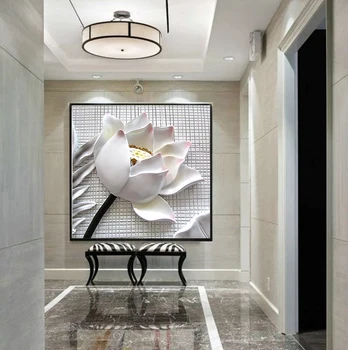 Nuotrauka white lotus spausdinta ant drobės. Modernus Nordic minimalistinė gėlių fonai ir gyvenamojo kambario, apdailos, dažymo plakatai