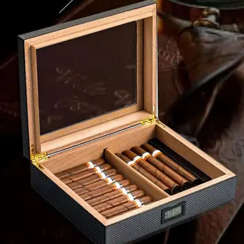 Raudonojo Kedro Mediena, Cigarų Humidoras Kelionės Nešiojamų Odos Cigarų Atveju Cigarų Dėžutė Su Termometru Lengvesni Cutter Drėkintuvas Humidoras Lange
