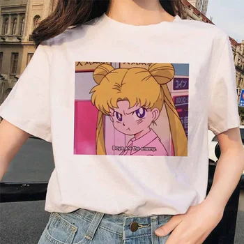 Sailor Moon 90s juokingi Marškinėliai Harajuku drabužius Marškinėlius Estetinės katė Anime Moterys Mielos Moterys T-shirt Kawaii moterų marškinėliai