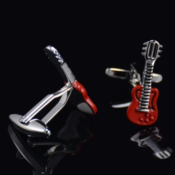 SAVOYSHI Muzikos Instrumentai Raudona Gitara Modelį, rankogalių segtukai, skirta Vyriškos Rankogalių sagos Aukštos Kokybės Marškinių Rankogalių segtukai Prekės Vyrų Papuošalai