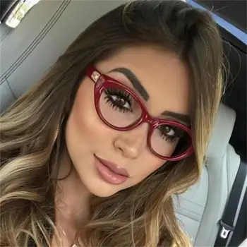 Seksualus optiniai stiklai moteris derliaus saulės akiniai markės dizaineris moterų akinių rėmelių akiniai aišku, cateye stiliaus raudonos spalvos atspalvius