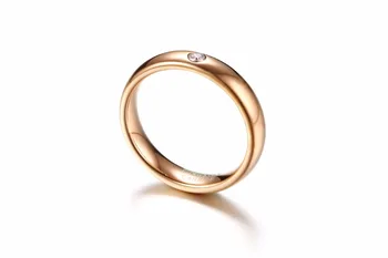 SIZZZ Naują įrašą plotis 4MM apdaila vieno cirkonis volframo plieno lady rose aukso žiedas moterims