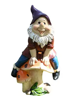 Sodo Gnome Sėdi Ant Grybų Vejų Gnome Statula Lauko Kalėdinė dekoracija