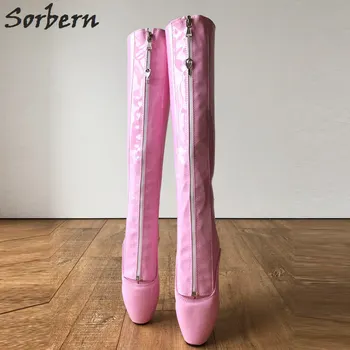 Sorbern Baby Pink Užsakymą Plataus Blauzdos Batai Baleto Aukštakulniai Moteriški 7 Colių Kulniukai Fetišas Baleto Bateliai Netiesus Negraži Kelio Batai, Unisex