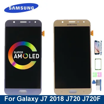 Super AMOLED Ekranas Samsung Galaxy J7 Duo 2018 J720 J720F J720M SM-J720F J720DS LCD Ekranas Jutiklinis Ekranas skaitmeninis keitiklis Asamblėja