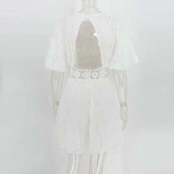 TEELYNN nėrinių suknelė balta boho medvilnės Gėlių siuvinėjimas vasaros suknelės moterims vestidos trumpomis rankovėmis mini suknelė paplūdimio Bohemijos