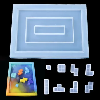 Tetris Pelėsių Epoksidinės Liejimo Silikono Formų Tetris Kubelių Padėklas Dervos Formų Kūrybos Įspūdį, Kad Amatų Papuošalai Priėmimo Tiekimo