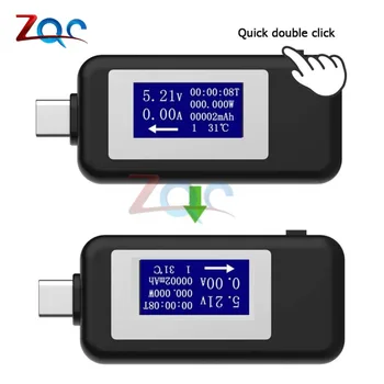 Tipas-C USB testeris DC Digital Voltmeter USB-C Įtampa Srovės Matuoklis Ammeter Detektorius C Tipo Maitinimo Banko Įkroviklio Indikatorius USB C