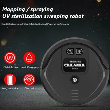 UV Dezinfekavimo Smart ing Robotas Dulkių siurblys Grindų Auto Siurbimo er, Baterijų Modelių-Juoda
