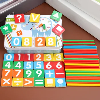 Vaikai Skaičiavimo Lazdelės Skaičius Korteles Mokymosi Matematikos Ikimokyklinio Švietimo Žaislai, su dėžute AN88