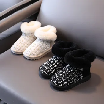 Vaikų batai Mergaitėms sniego batai 2020 m. žiemos nauja vaikų batai, kailiniai šilti vaikų Grakštus princesė medvilnės batai