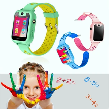 Vaikų Slaugytoja Smartwatch SOS Telefonu Stebėjimo Kamera, Žibintuvėlis SIM Kortelės Laikrodis Berniukas Mergaičių Švietimo Matematikos Žaidimas Smart Žiūrėti