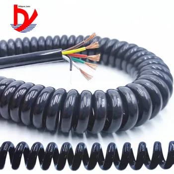 Vielos pavasario spiralinis kabelis 2 core -3-4-5-6-8-9-10-12 pagrindiniai 0.2mm0.3mm0.5mm juoda ir balta maitinimo laidą gali pratęsti tempimo vielos