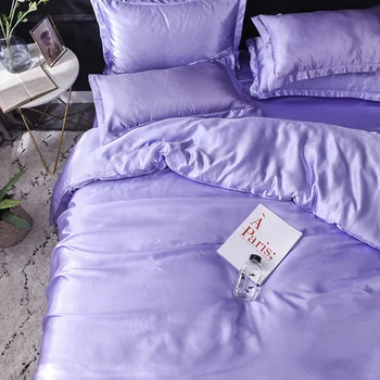 Violetinė šilko antklodžių padengti 220x240 Užvalkalas 3pcs,200x200 antklodė padengti, lova padengti 150x200,karalienės ir karaliaus dydžio patalynės komplekto,lova lapas