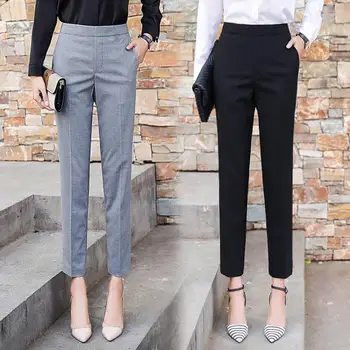 Wavsiyier Kostiumas Kelnės Rudenį Streetwear Kelnės Tiesios Kieta Elastinga Pločio Kojų Stiliaus Aukšto Juosmens Korėjos Atsitiktinis 2020 Ziajać Moterims