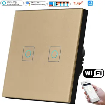 WiFI Smart Wall Šviesos Jungikliai 220V Bevielį Jutiklinį Jungiklį Tuya APP 2.4 G Smart Home Alexa/Home 