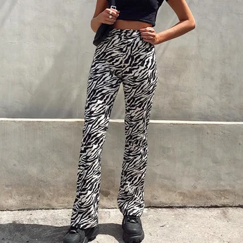 Zebra Gyvūnų Spausdinti Elegantiškas Kelnės Capris Harajuku Aukšto Liemens Kelnės Ponios Atsitiktinis Biuro Kelnės Moterims Streetwear Rudenį 2020 90s