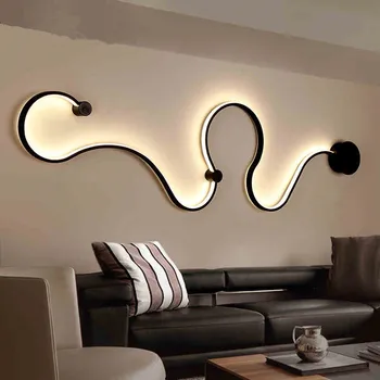 Šiuolaikinės kūrybos gyvatės formos sieniniai šviestuvai miegamasis, koridorius, viešbučio interjero šviestuvai 90-220V led siena šviesos Nemokamas Pristatymas