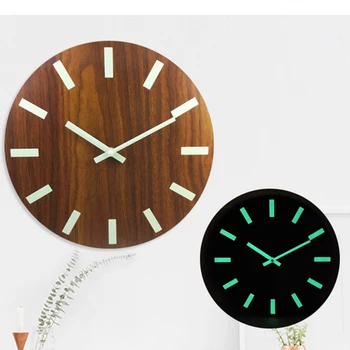 Šviesos Sieninis Laikrodis, Medinės Minimalistinio Silent Kvarco Švyti Tamsoje Kabinti Žiūrėti Trumpas Skaitmeninių Numeris 3d Modernaus Dizaino Namų Dekoro
